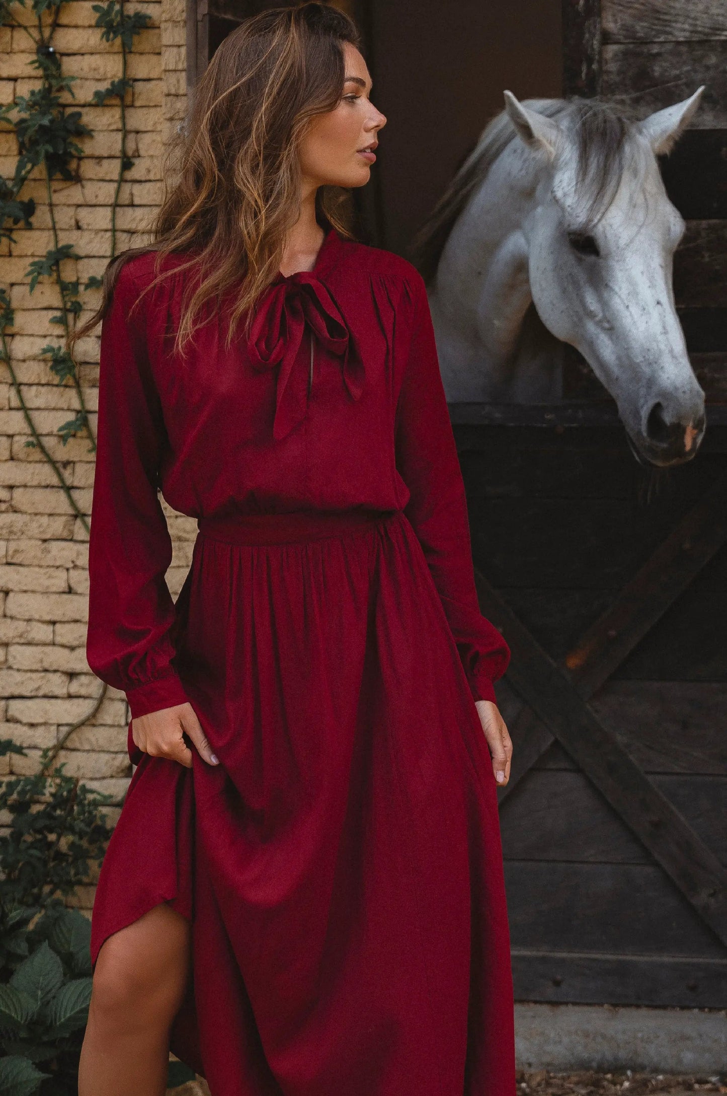 Evelina Long Sleeve Midi Dress by ELF