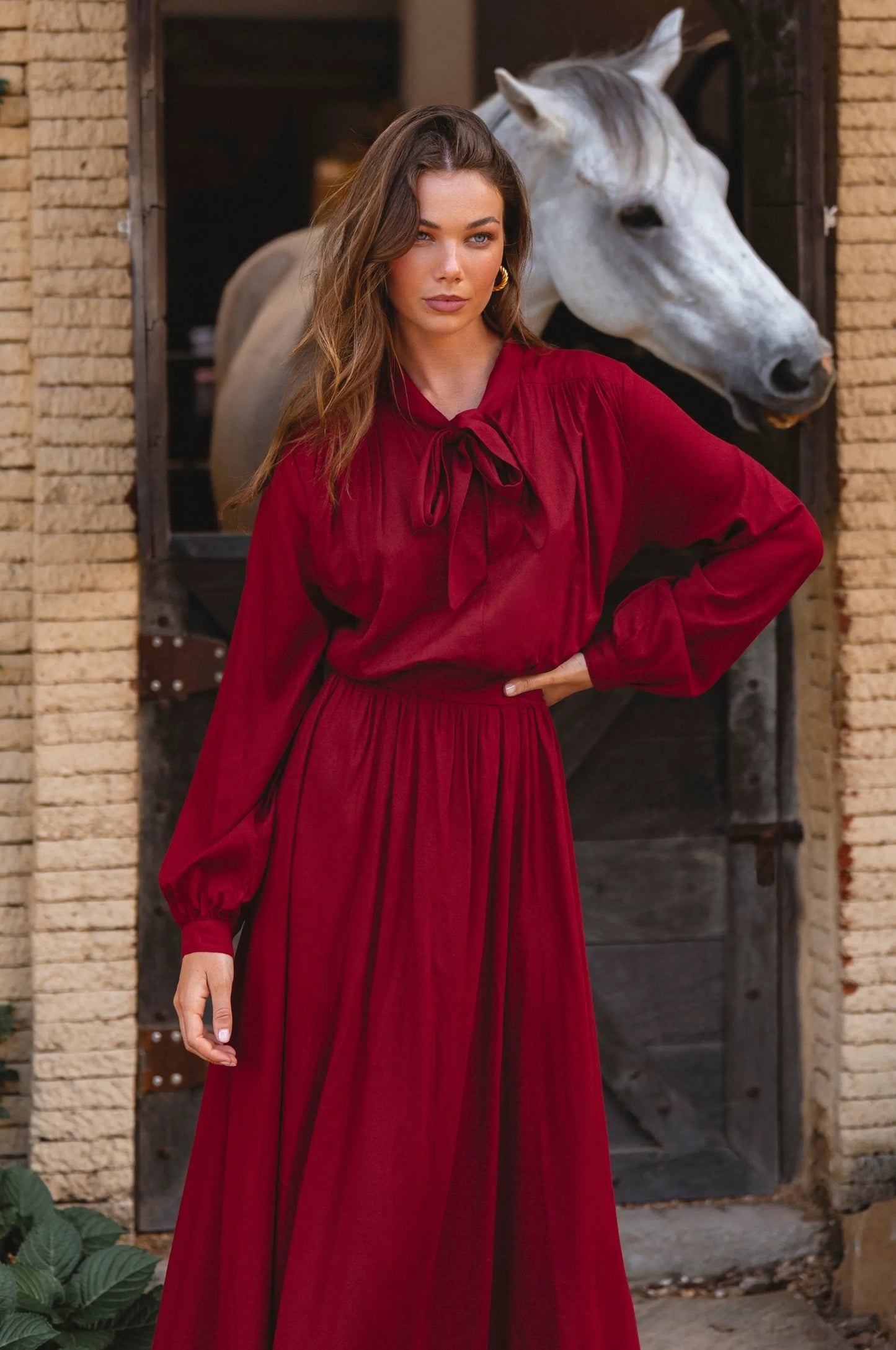 Evelina Long Sleeve Midi Dress by ELF