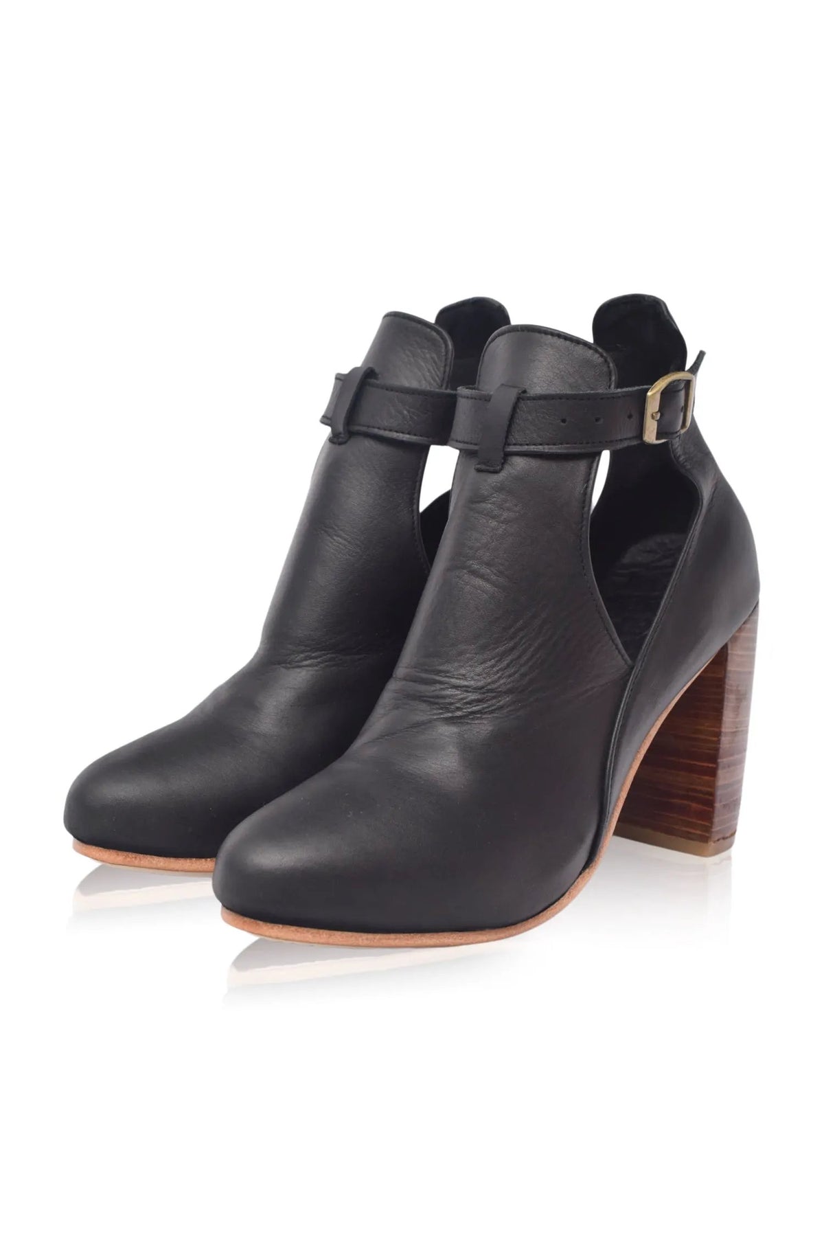 Everlast Wooden Heel Leather Booties by ELF