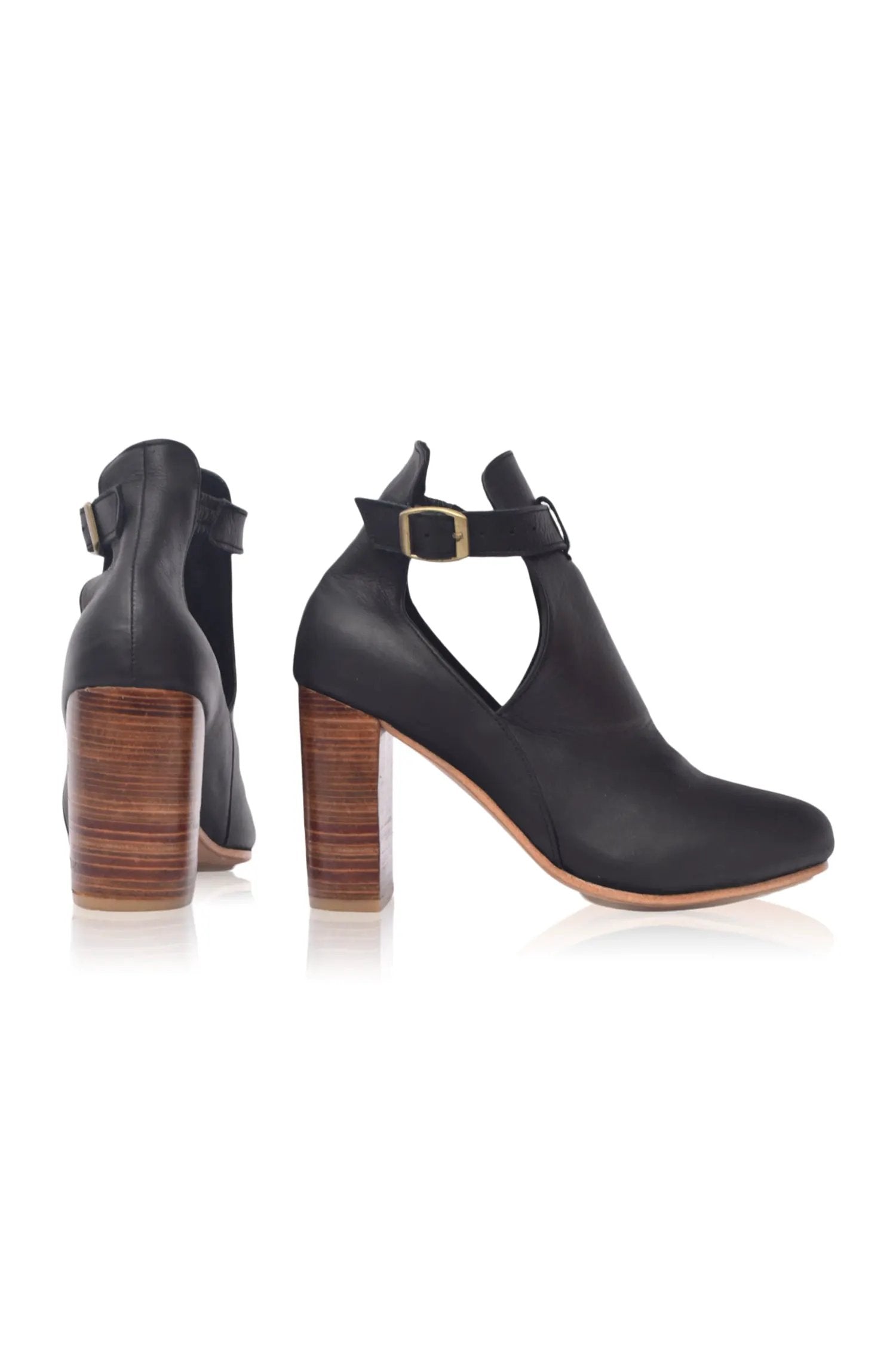 Everlast Wooden Heel Leather Booties by ELF
