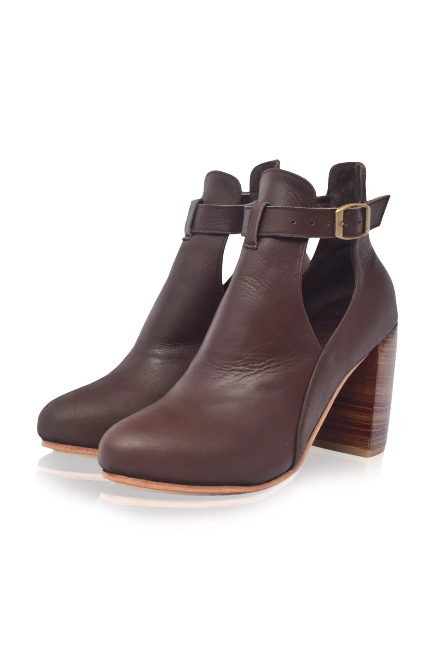 Everlast Wooden Heel Leather Booties by ELF