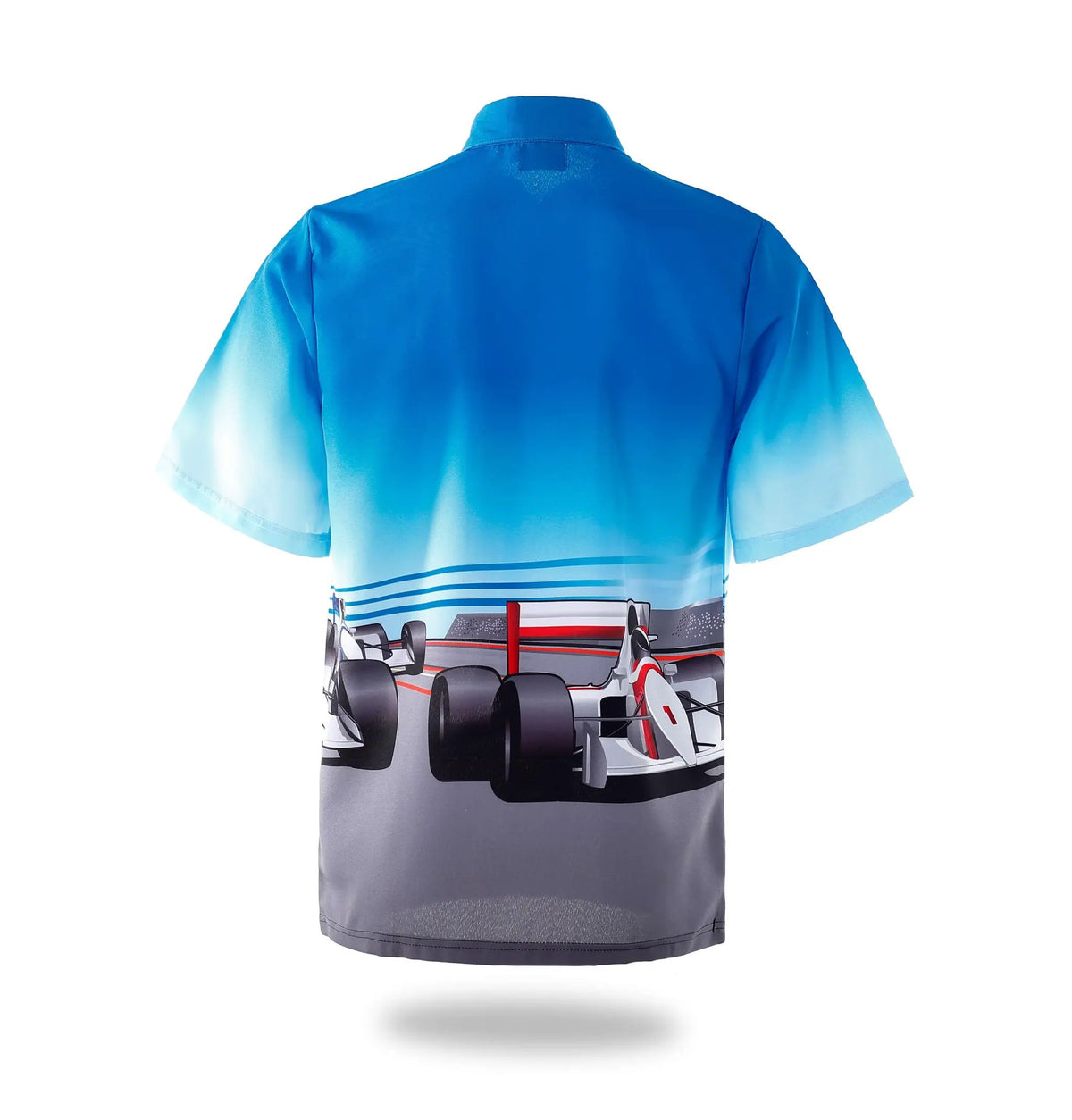 Blue F1 Racing Sublimation Button Shirt by Vimost Sportswear