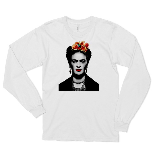 Frida Kahlo With Flowers Poster Artwork Long Sleeve Shirt by Art-O-Rama Shop
