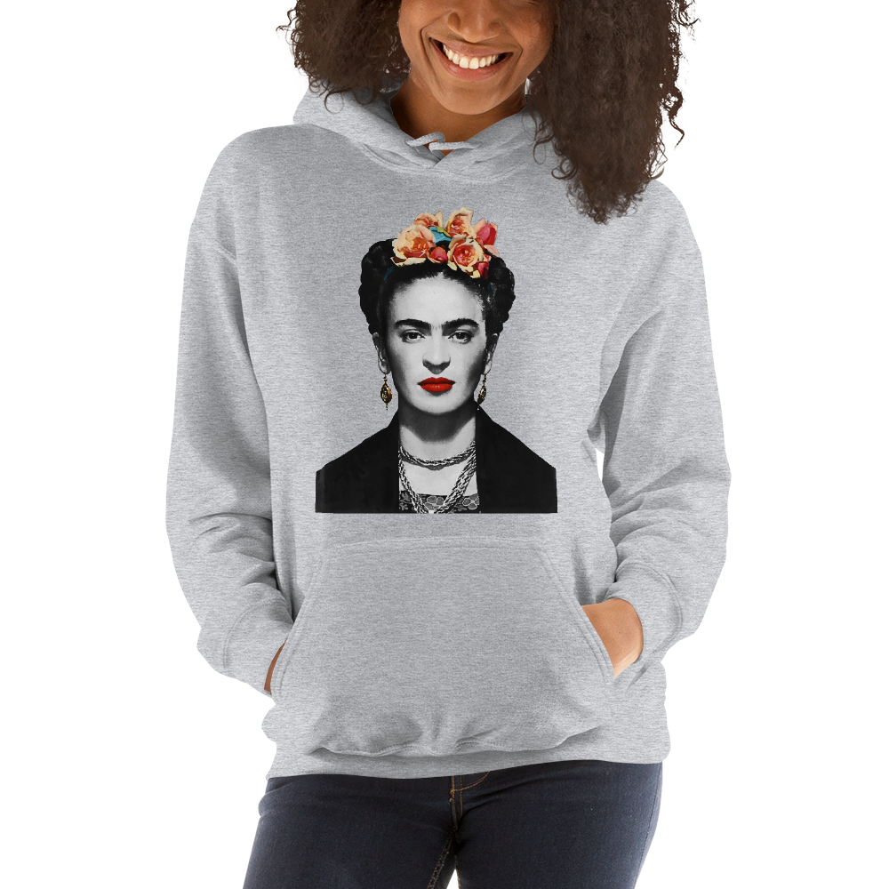 Frida Kahlo With Flowers Poster Artwork Unisex Hoodie by Art-O-Rama Shop