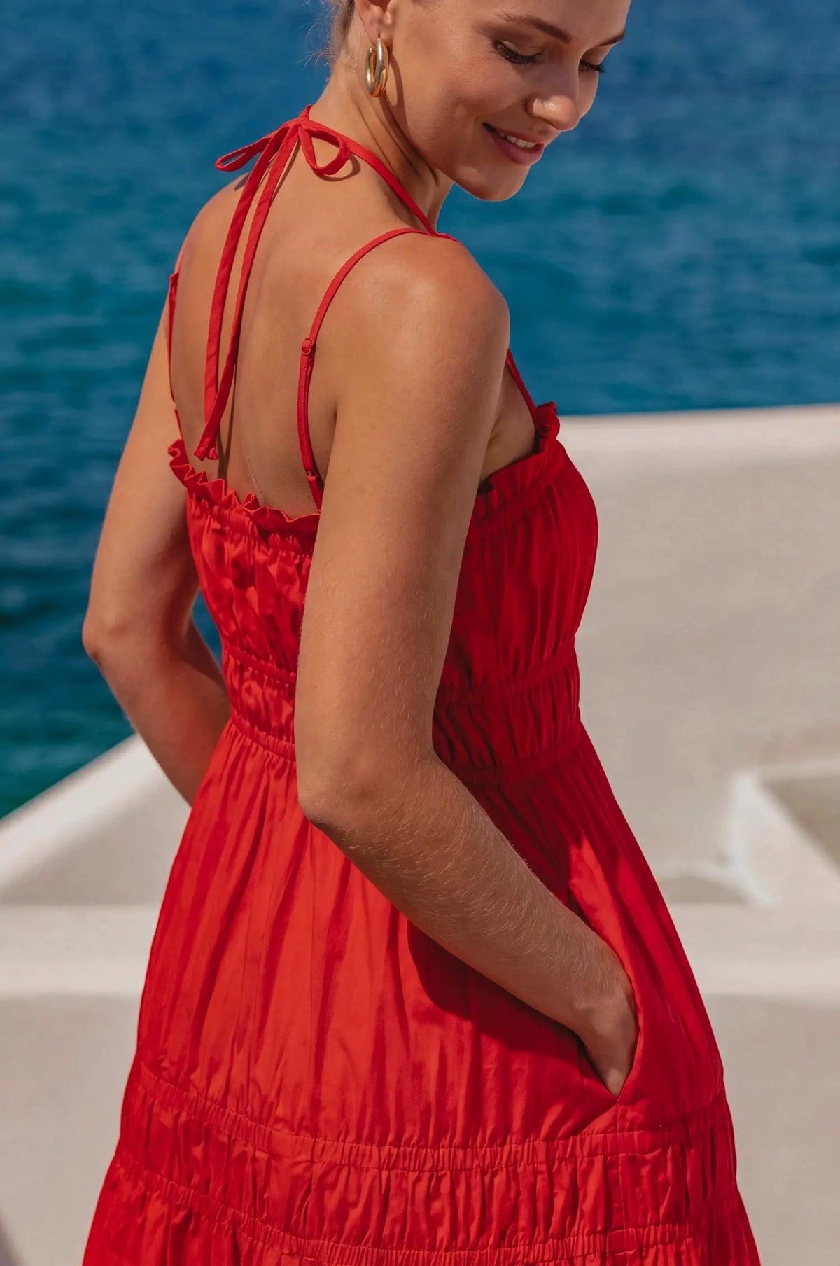 Fiora Cotton Halter Midi Dress by ELF