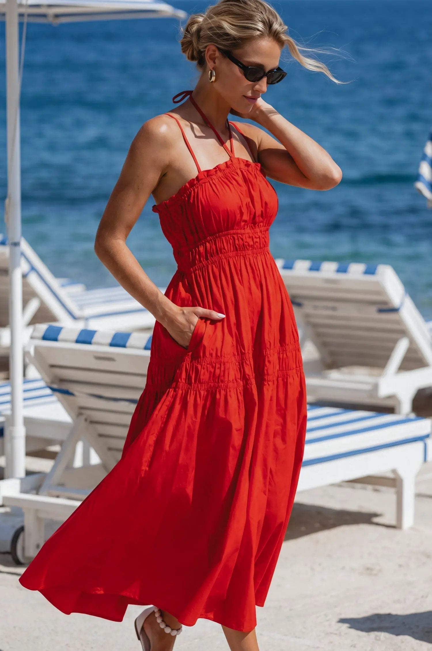 Fiora Cotton Halter Midi Dress by ELF