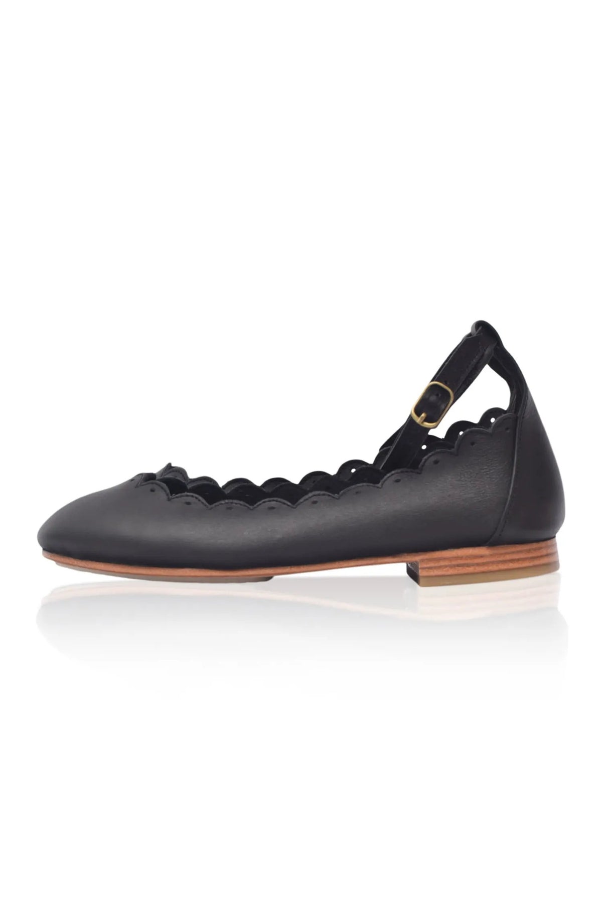 Fleur Scalloped Ankle Strap Flats by ELF