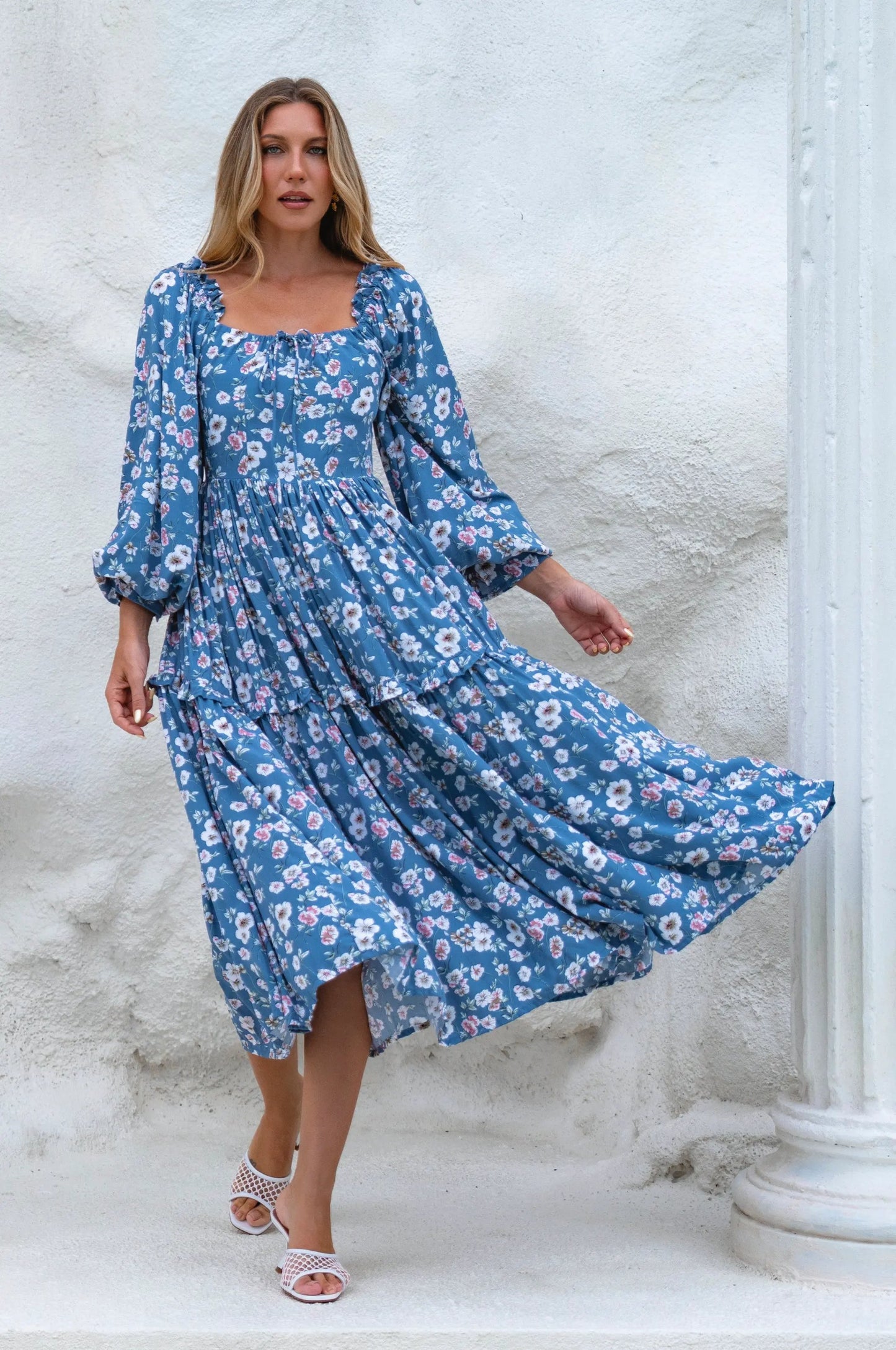 Floriana Long Sleeve Midi Dress by ELF