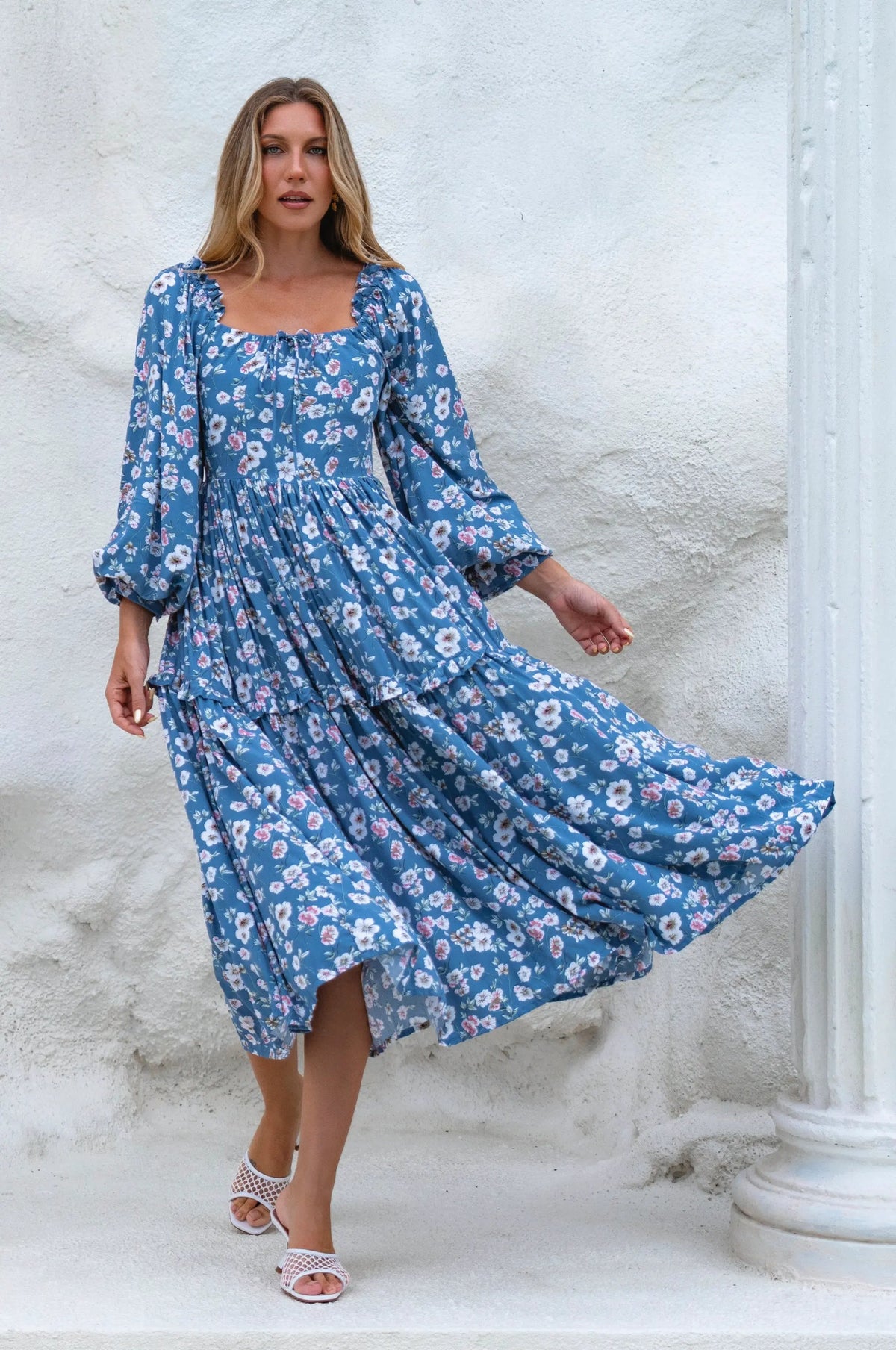 Floriana Long Sleeve Midi Dress by ELF
