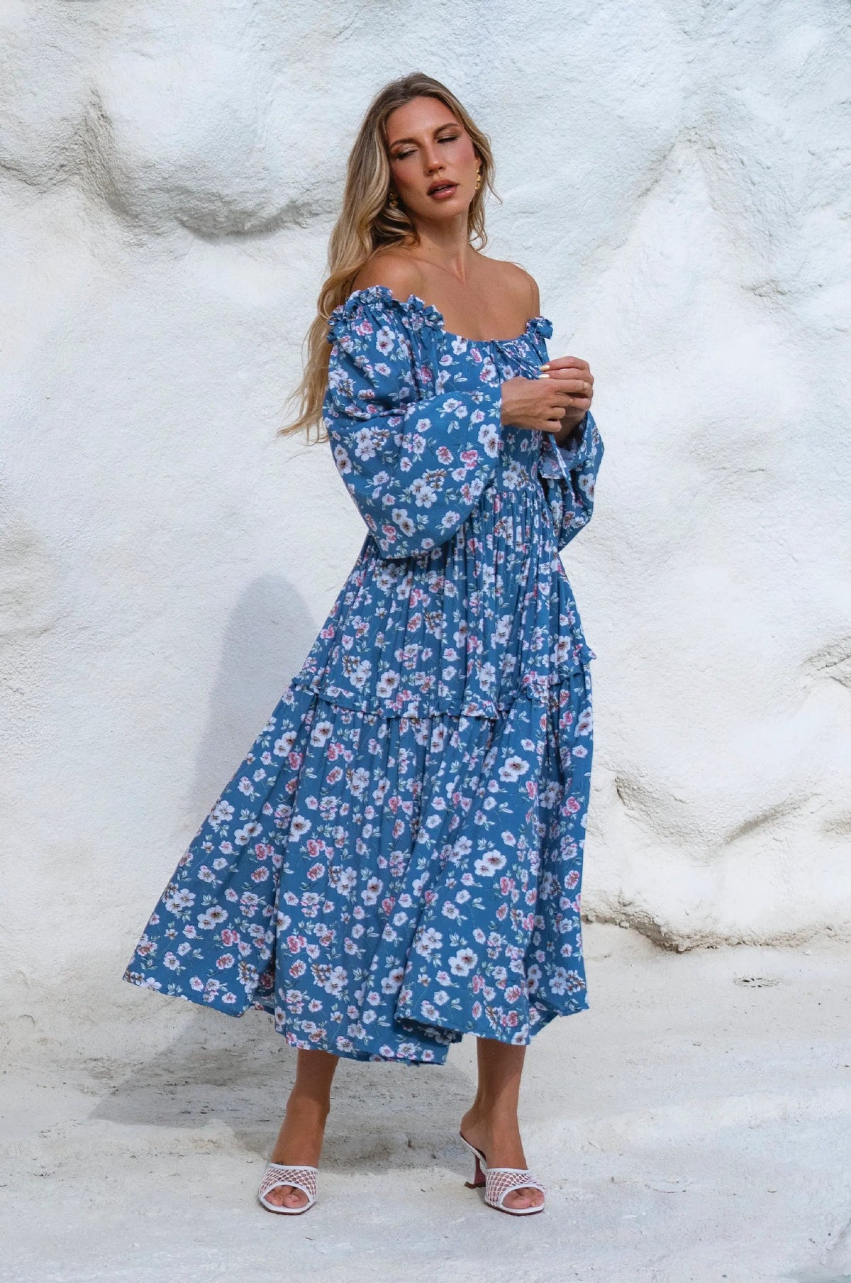 Floriana Long Sleeve Midi Dress by ELF