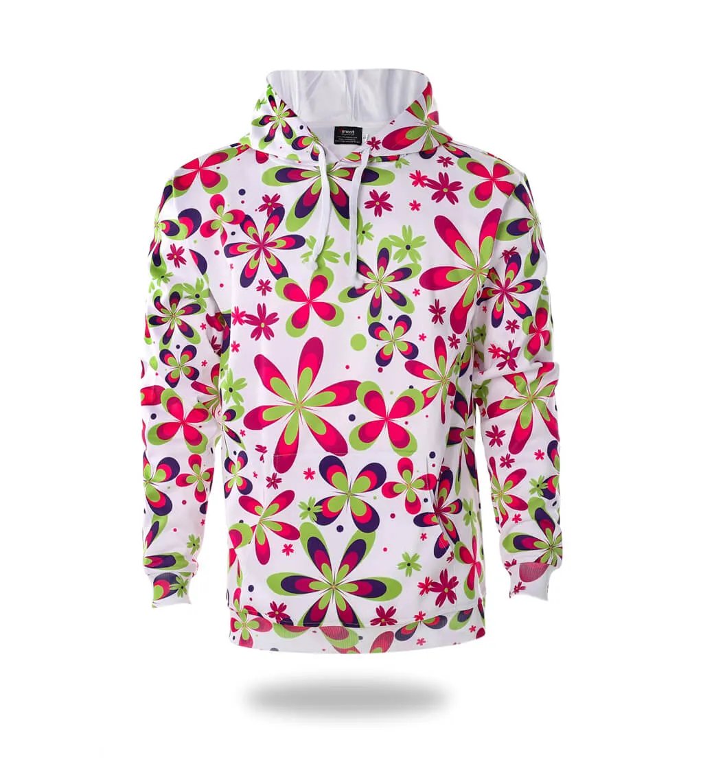 Colorful Floral Graphic Pullover Hoodie by Vimost Sportswear