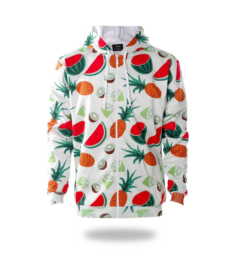 Fruit Pattern Zip Pullover Hoodie by Vimost Sportswear