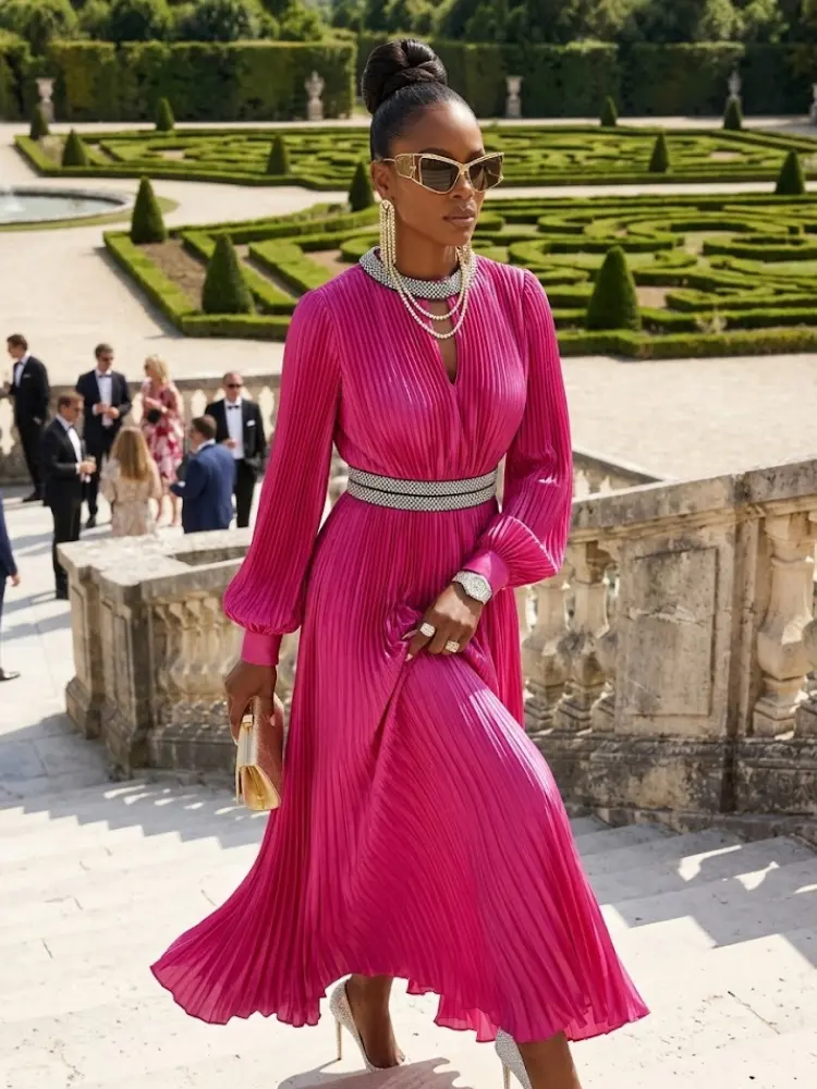 GALA DRESS Fuchsia Pleated SCHONBRUNN - BYMANYC ® New York by BYMANYC ® New York