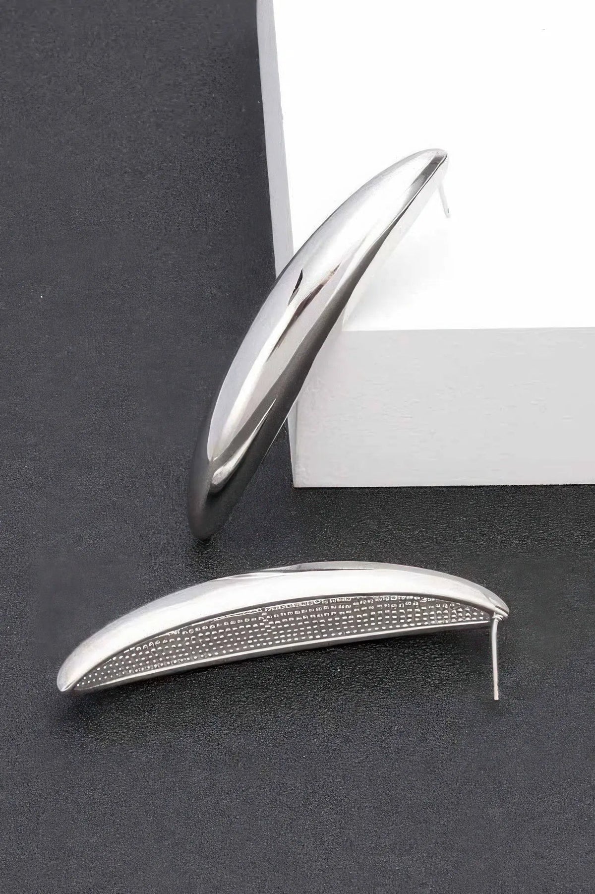 GUGGENHEIM Curved Metal Vintage Stud Earrings: BYMANYC ® New York by BYMANYC ® New York