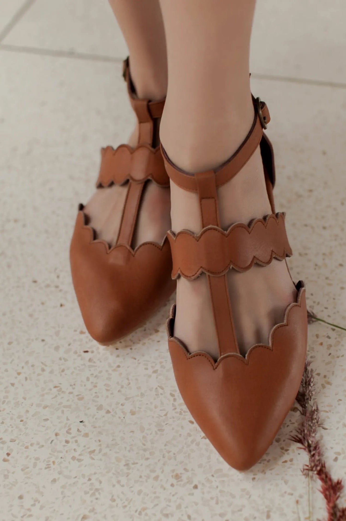 Gardenia Scalloped Pointed Toe Flats by ELF