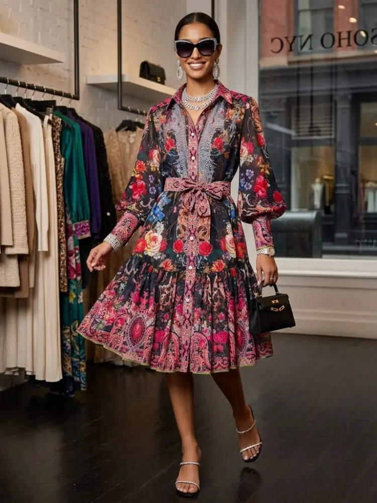 Gemini ha dicho Floral Paisley Print Shirt Dress NOLITA New Collection FASHION BYMANYC ® New York by BYMANYC ® New York