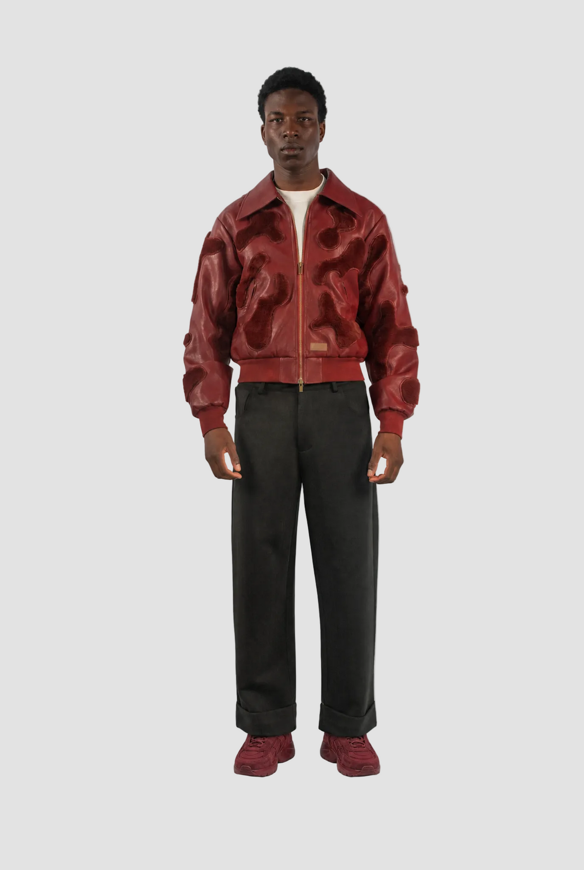 Camouflage Vegan Leather Bomber Jacket by Hideout