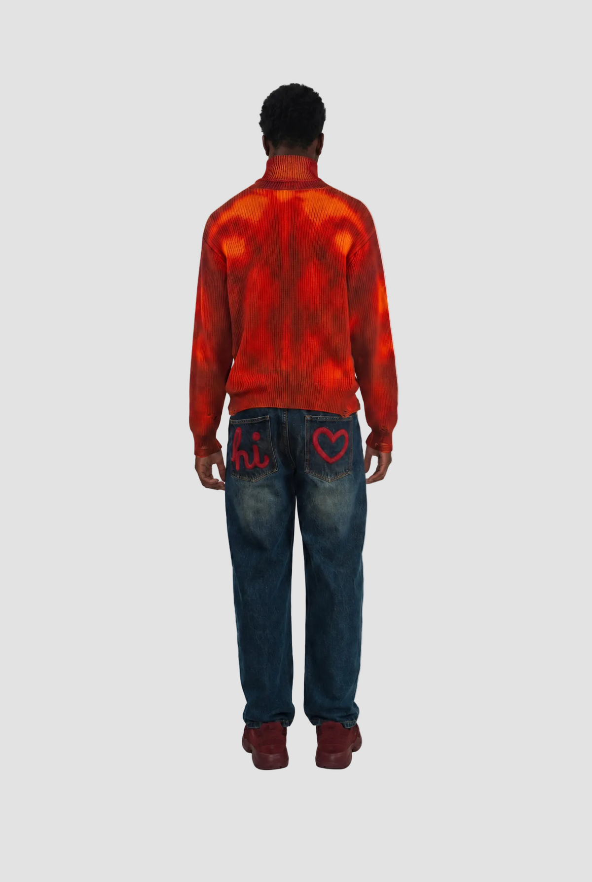 Distressed Sculpted Muscle Knit Turtleneck by Hideout