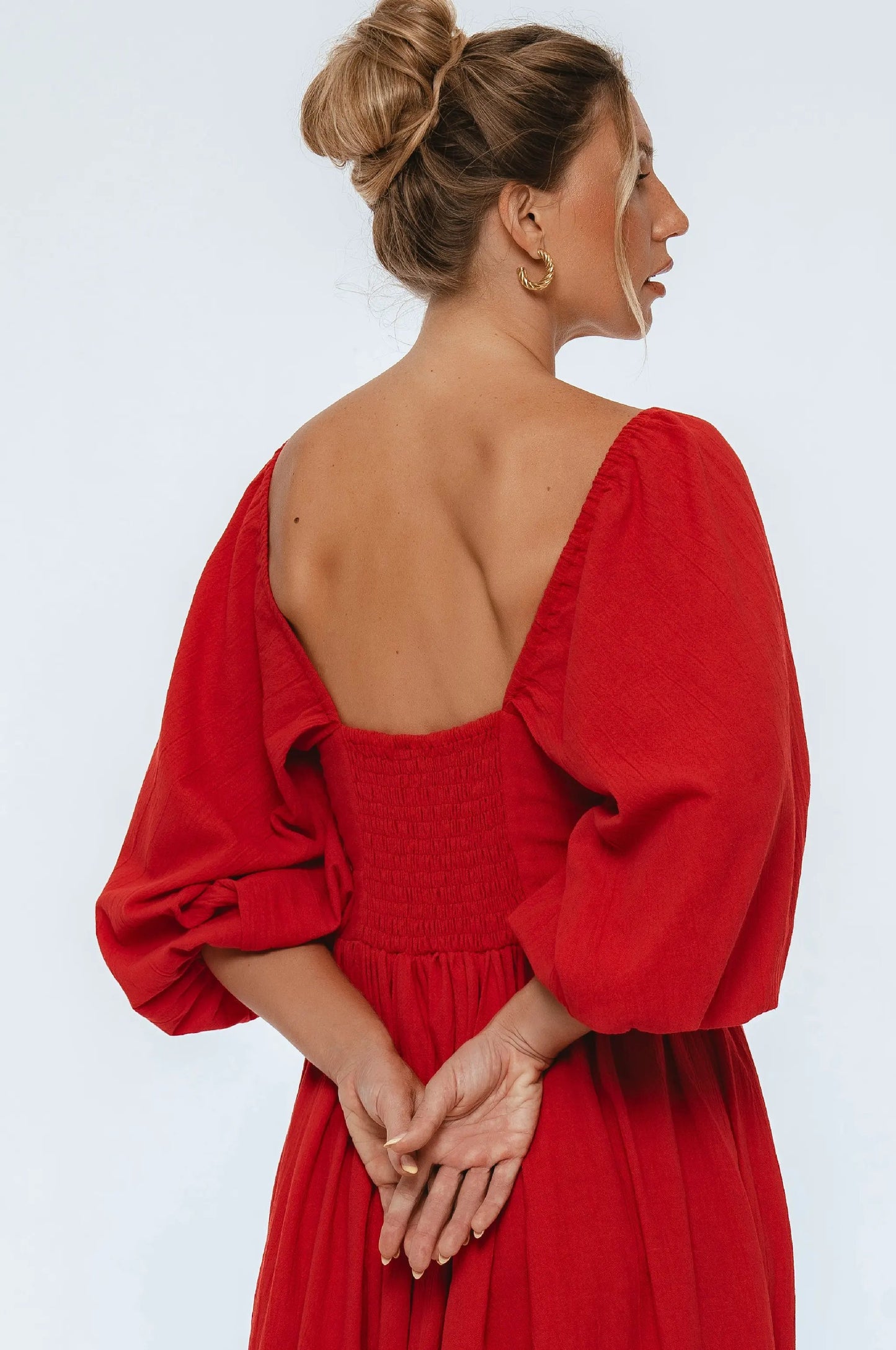 Genevieve Puff Sleeve Midi Dress by ELF