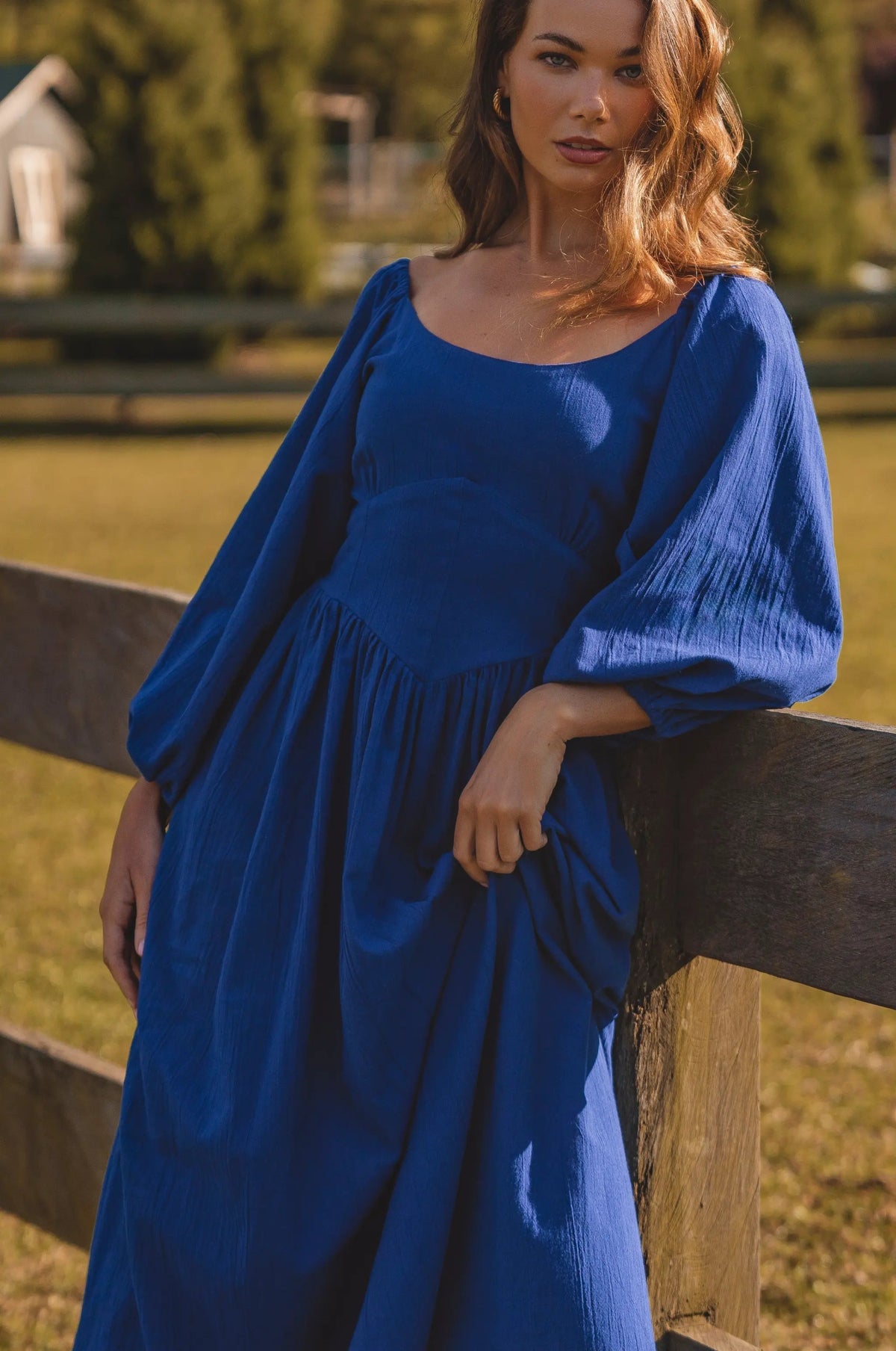 Genevieve Puff Sleeve Midi Dress by ELF