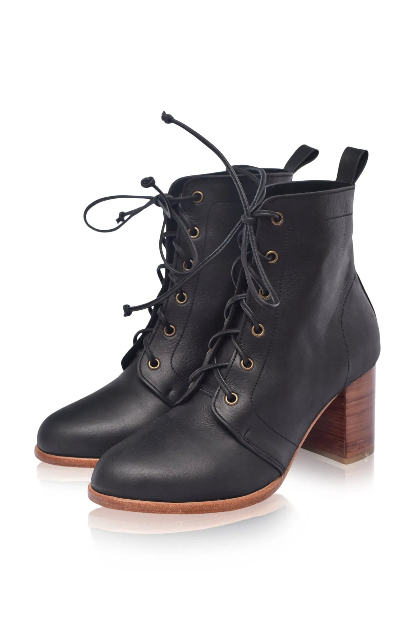 Giselle Lace-Up Leather Heel Booties by ELF