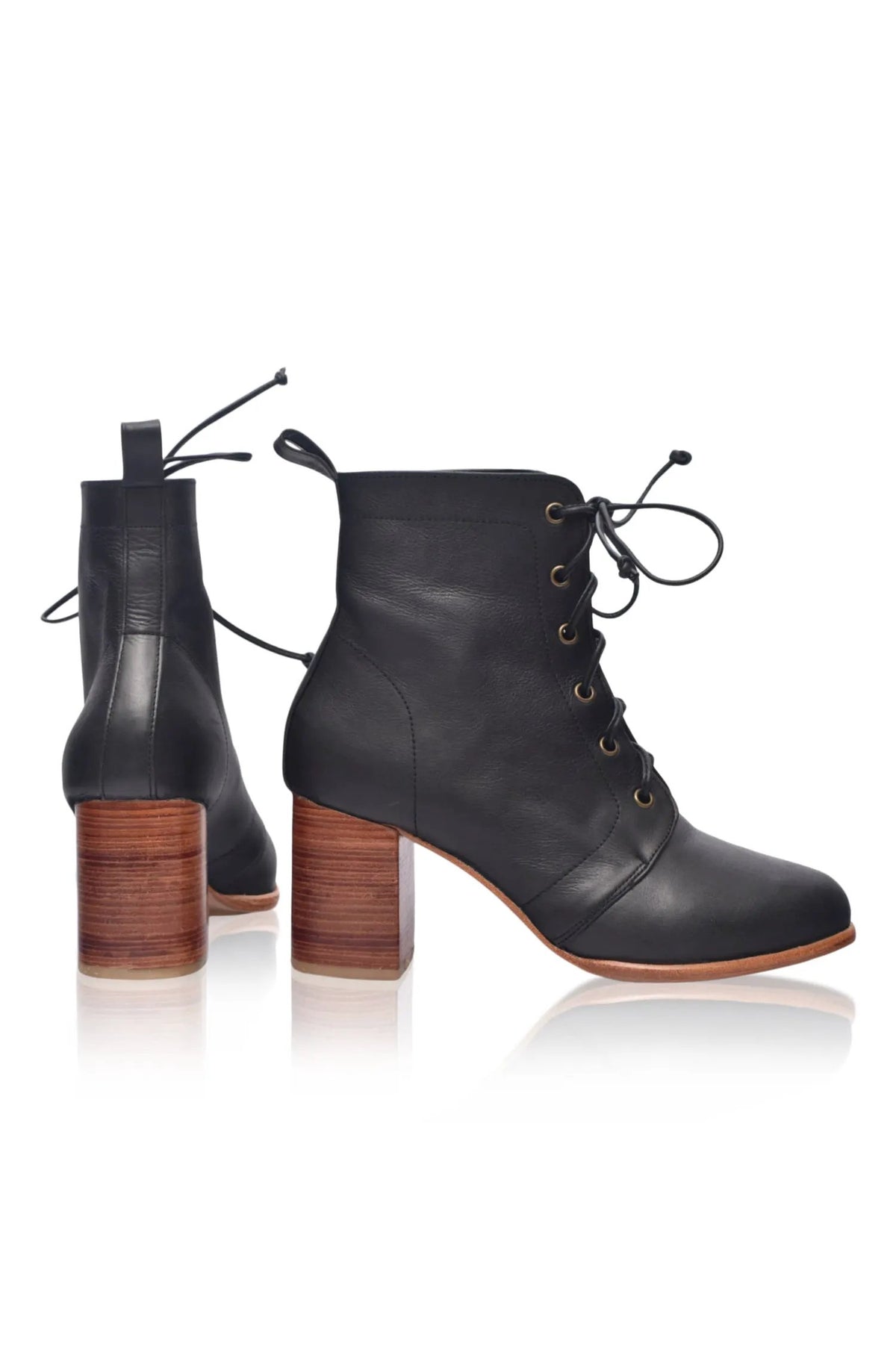 Giselle Lace-Up Leather Heel Booties by ELF