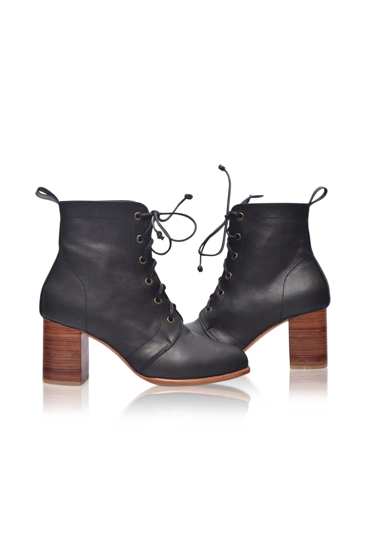 Giselle Lace-Up Leather Heel Booties by ELF