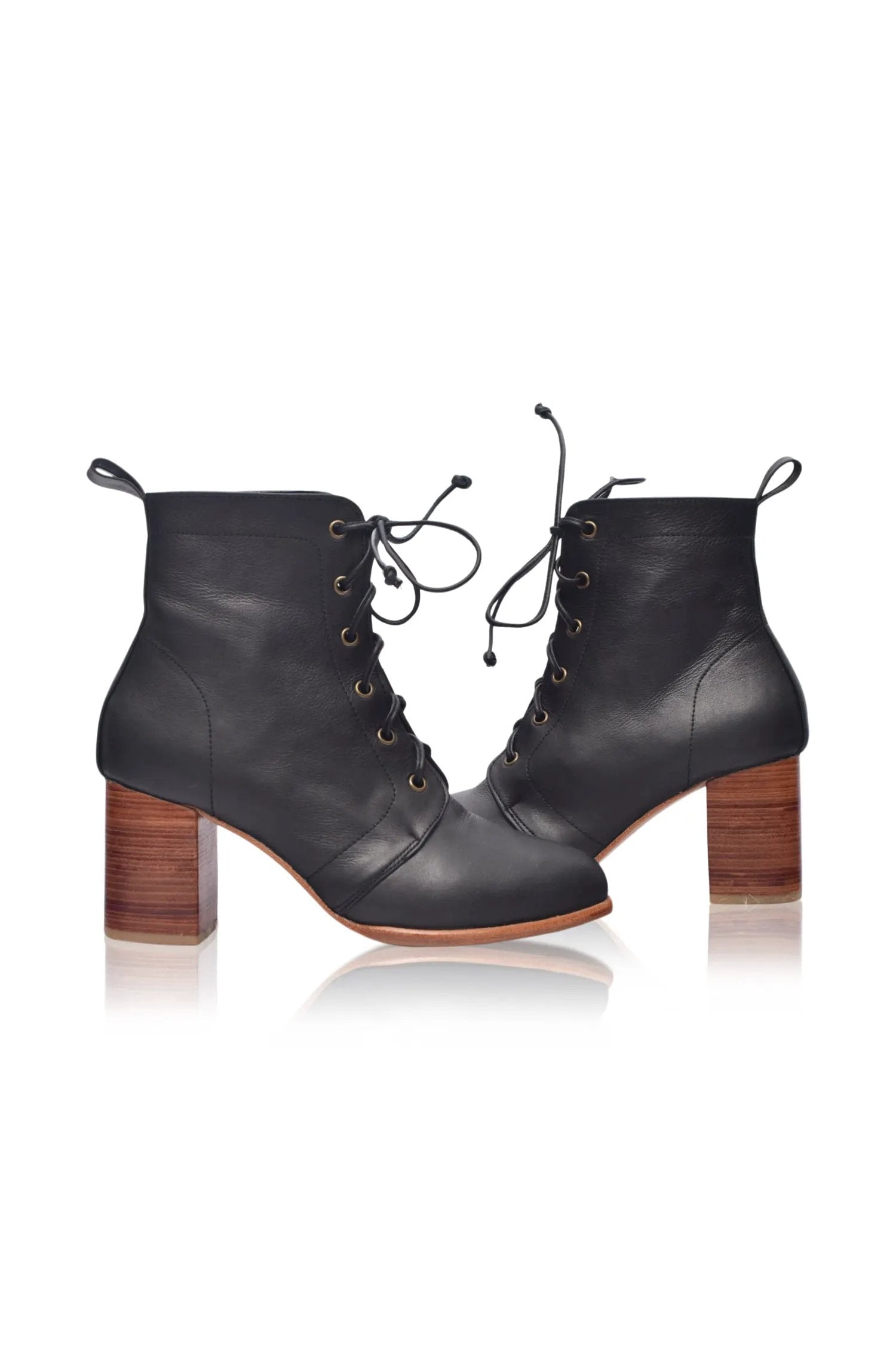 Giselle Lace-Up Leather Heel Booties by ELF