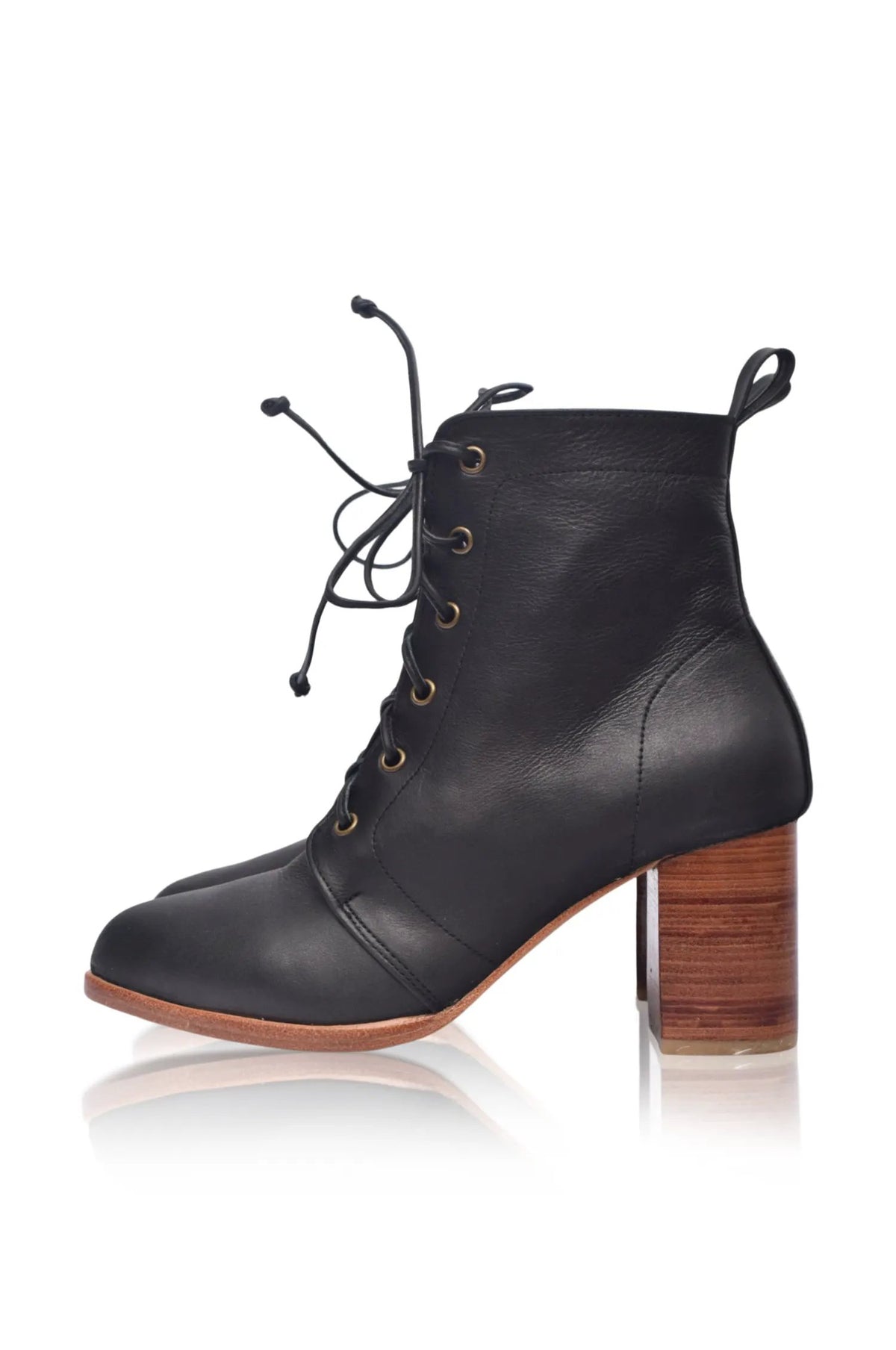 Giselle Lace-Up Leather Heel Booties by ELF