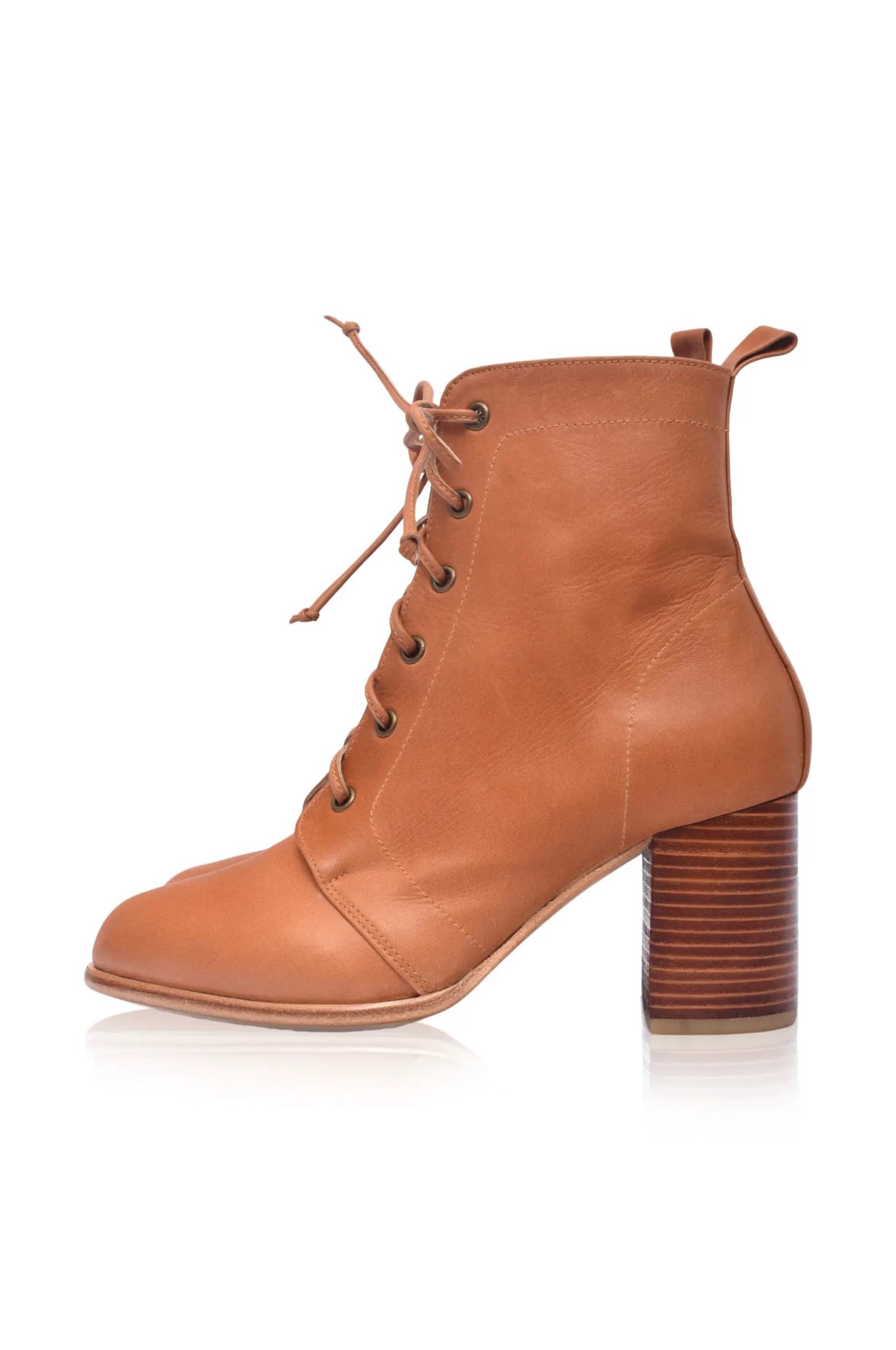 Giselle Lace-Up Leather Heel Booties by ELF