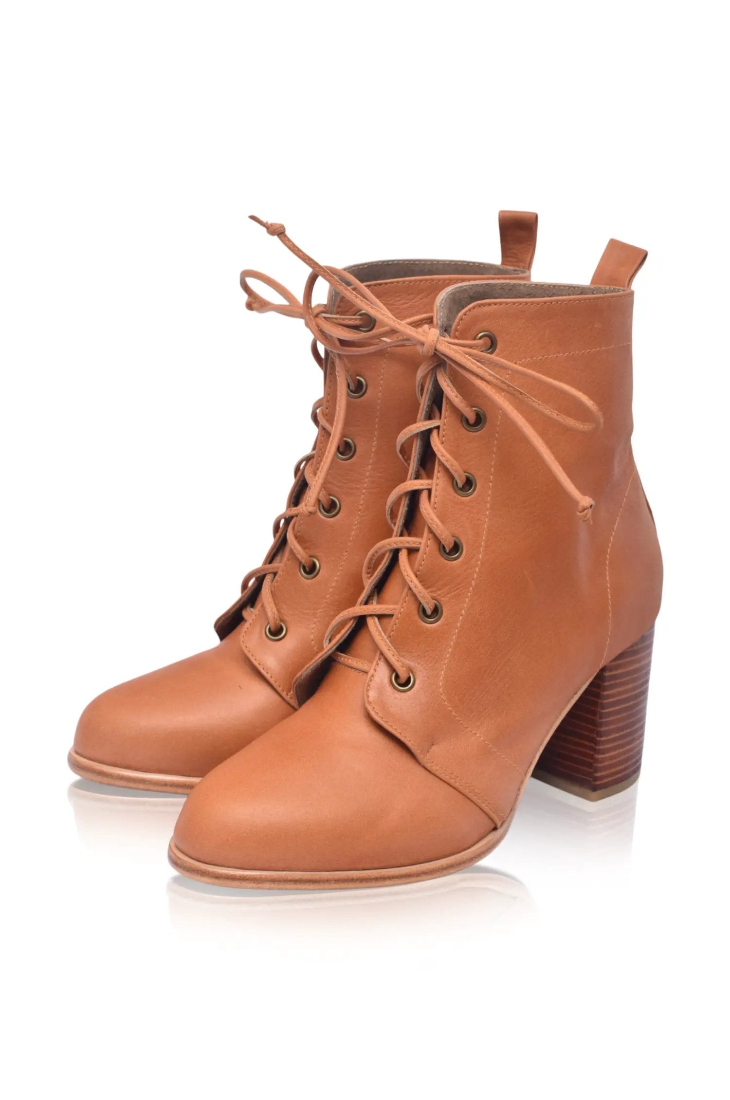 Giselle Lace-Up Leather Heel Booties by ELF