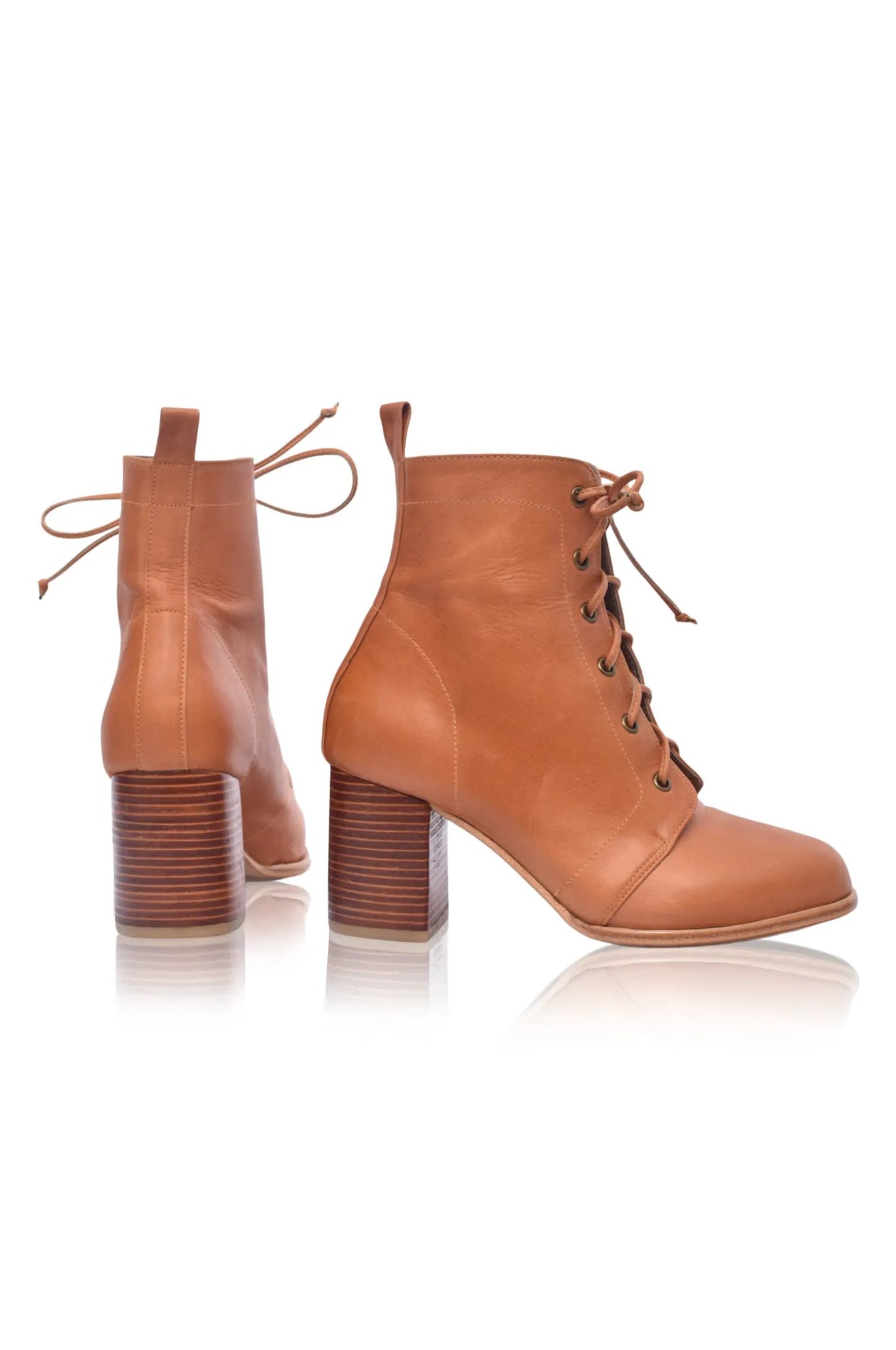 Giselle Lace-Up Leather Heel Booties by ELF