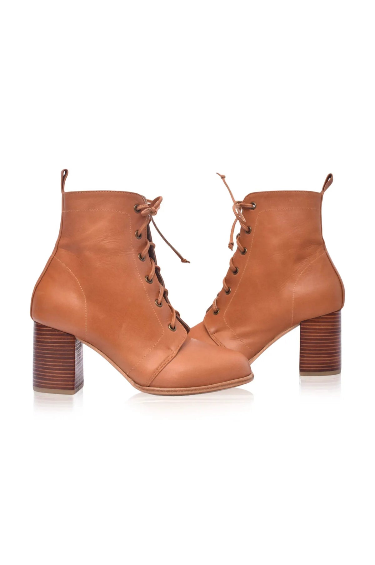 Giselle Lace-Up Leather Heel Booties by ELF