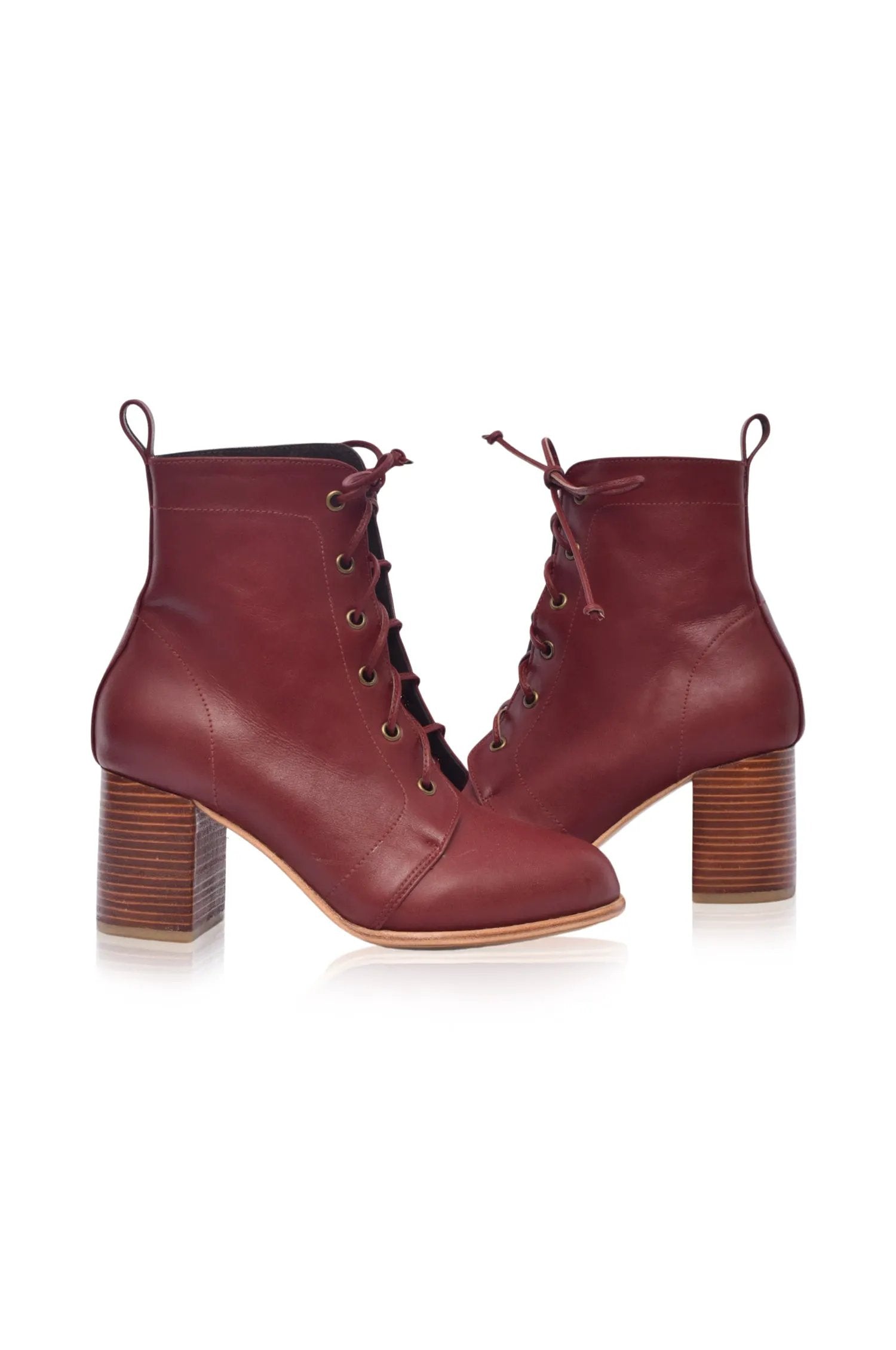 Giselle Lace-Up Leather Heel Booties by ELF