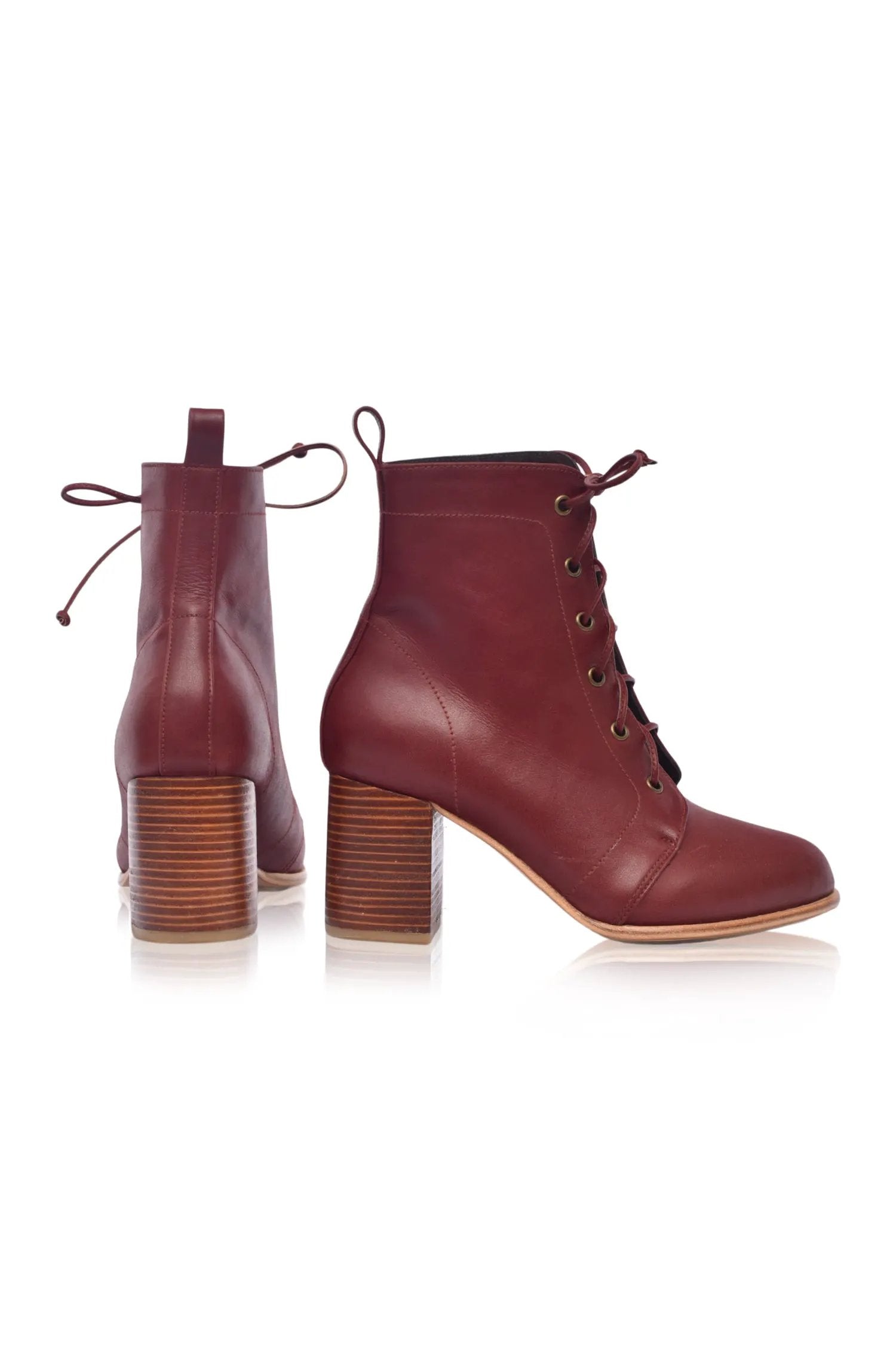 Giselle Lace-Up Leather Heel Booties by ELF