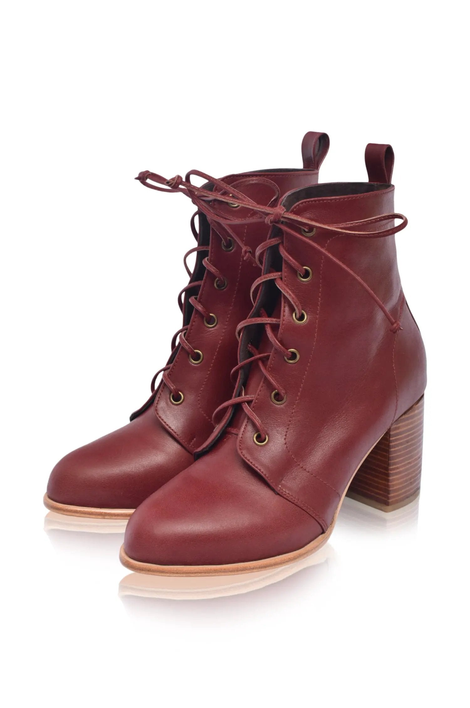Giselle Lace-Up Leather Heel Booties by ELF