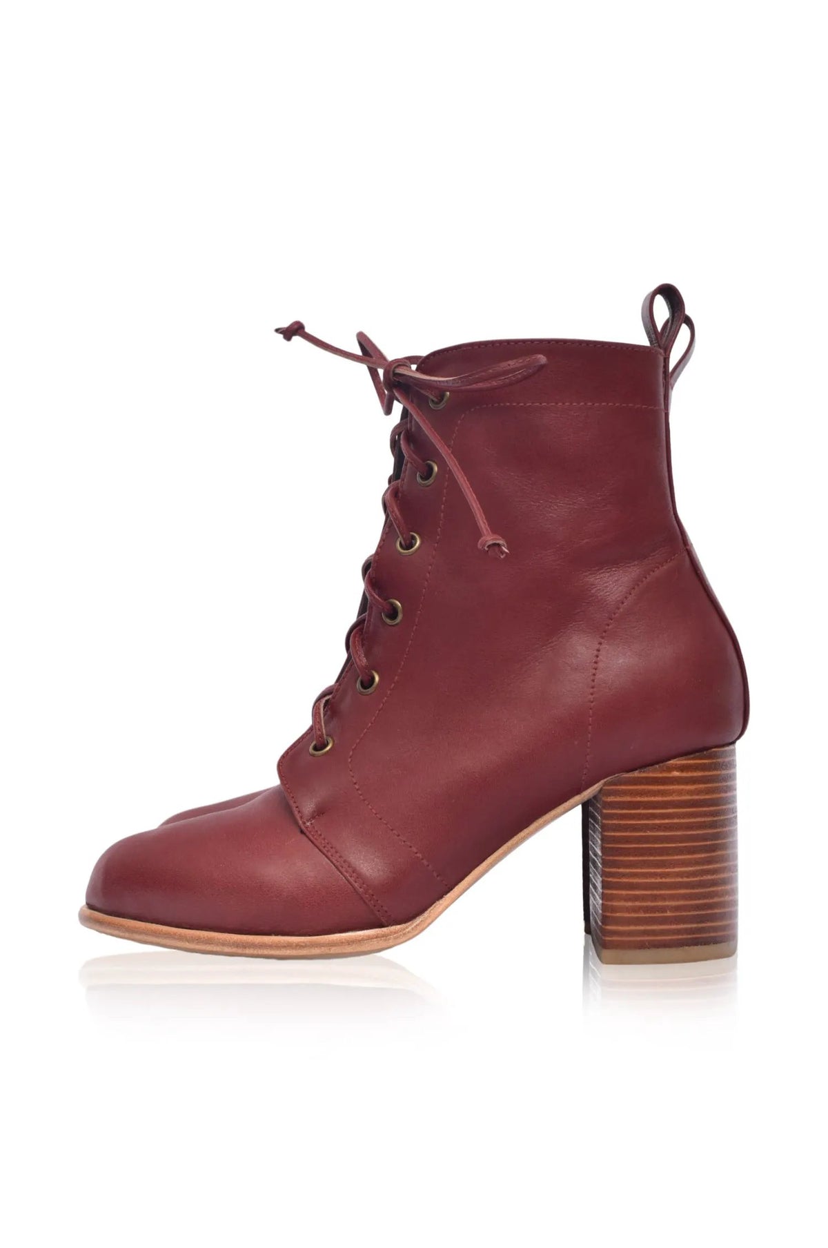Giselle Lace-Up Leather Heel Booties by ELF