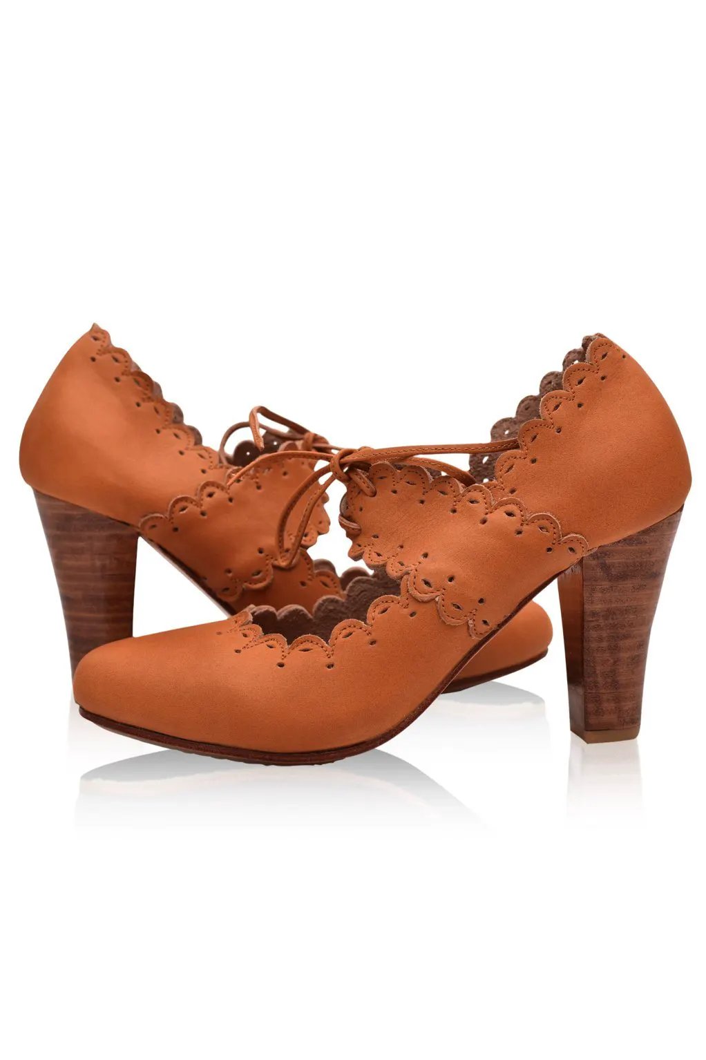 Paradise Bird Scalloped Leather Heels by ELF