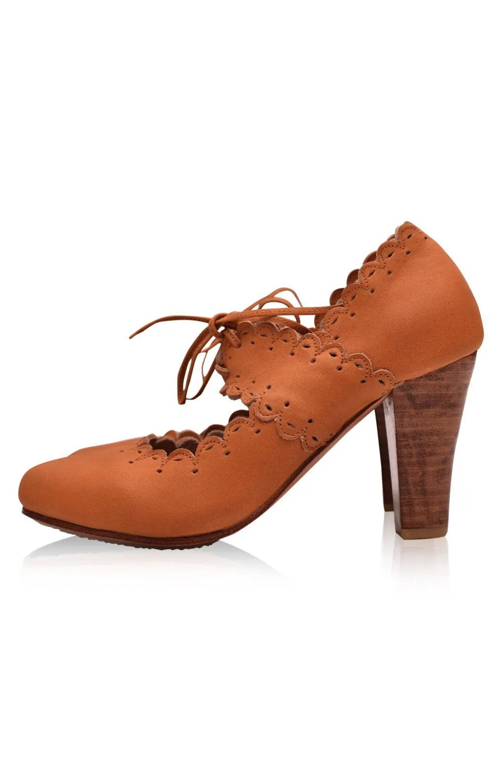 Paradise Bird Scalloped Leather Heels by ELF
