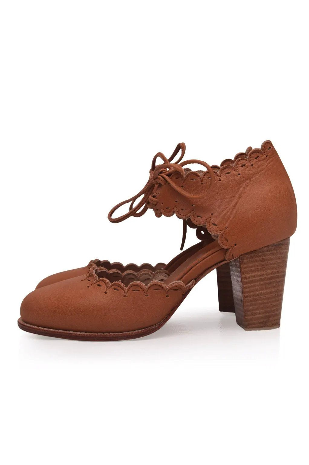 Dance Queen Scalloped Leather Heels by ELF