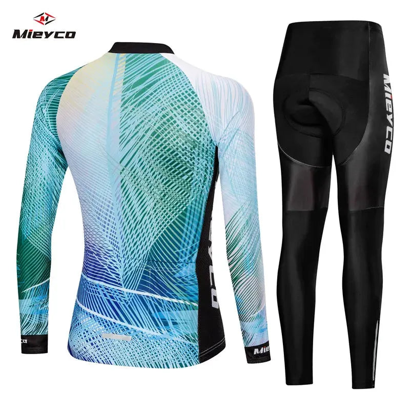 Women Long Sleeve Cycling Jersey Set MTB Bike Pants Kit Breathable Sportswear by Vimost Shop