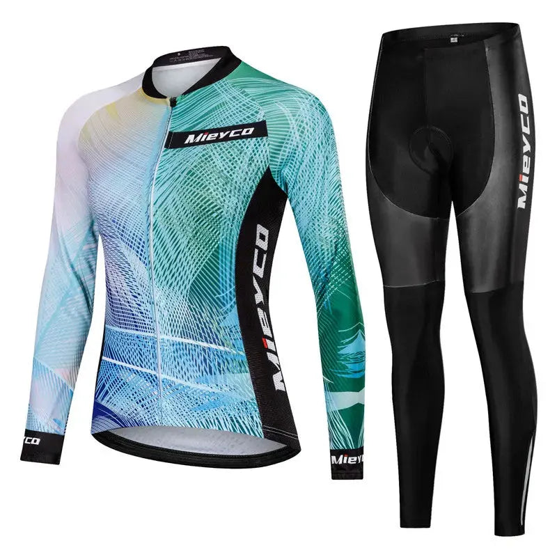 Women Long Sleeve Cycling Jersey Set MTB Bike Pants Kit Breathable Sportswear by Vimost Shop