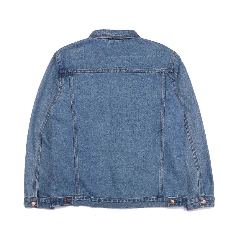 Men's Fashion Plus Size Light Blue Denim Trucker Jacket Outwear Oversized Jean Jacket by Vimost Shop