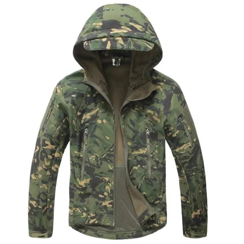 Men Military Tactical Hiking Jacket Outdoor Windproof Fleece Thermal Sport Waterproof Hunting Clothes Hooded Army Camo Outerwear by Vimost Shop