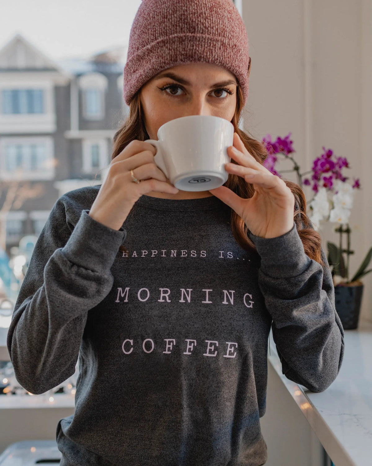 Women's Coffee Crew Sweatshirt, Charcoal by Coffee