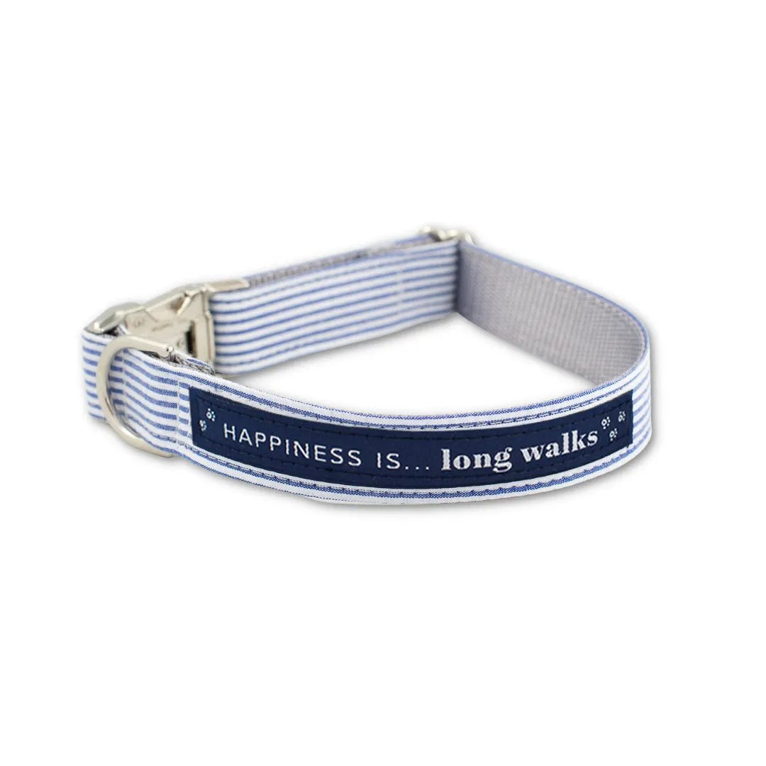 Dog Long Walks Striped Blue Collar by Pets Collection