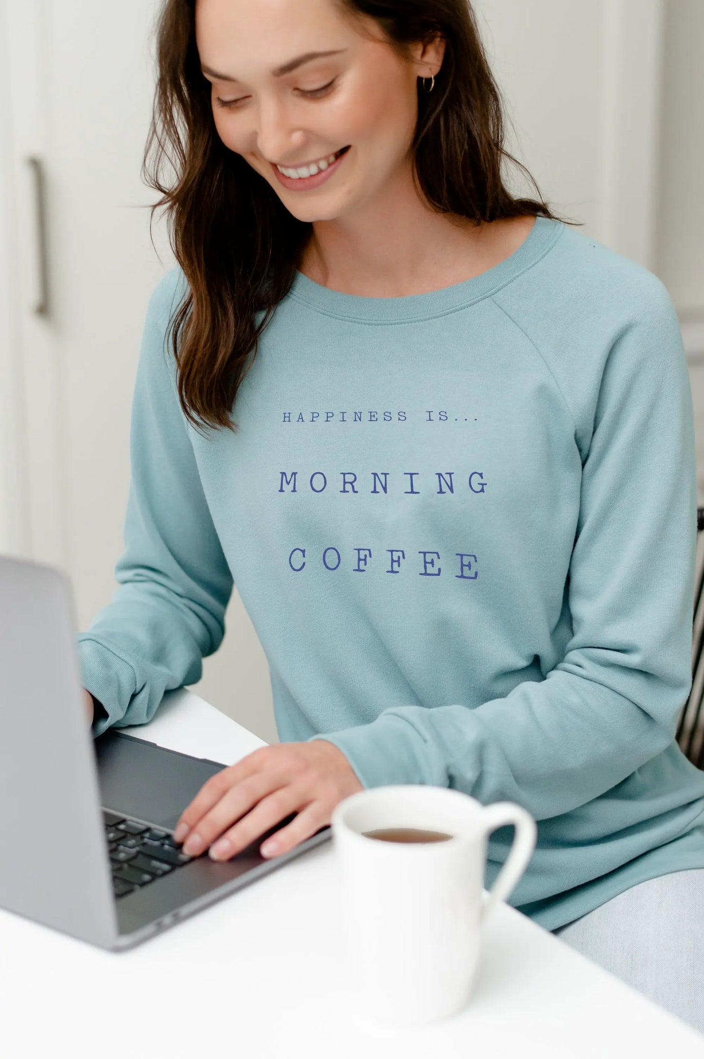 Women's Coffee Crew Sweatshirt, Teal by Coffee