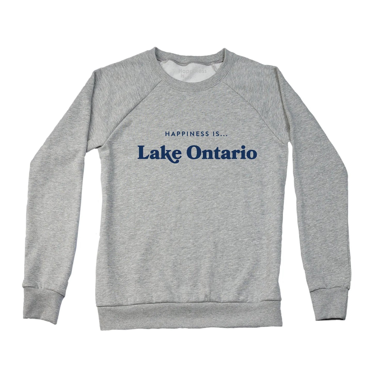Women's Lake Ontario Crew Sweatshirt, Heather Grey with Blue by Canada Collection