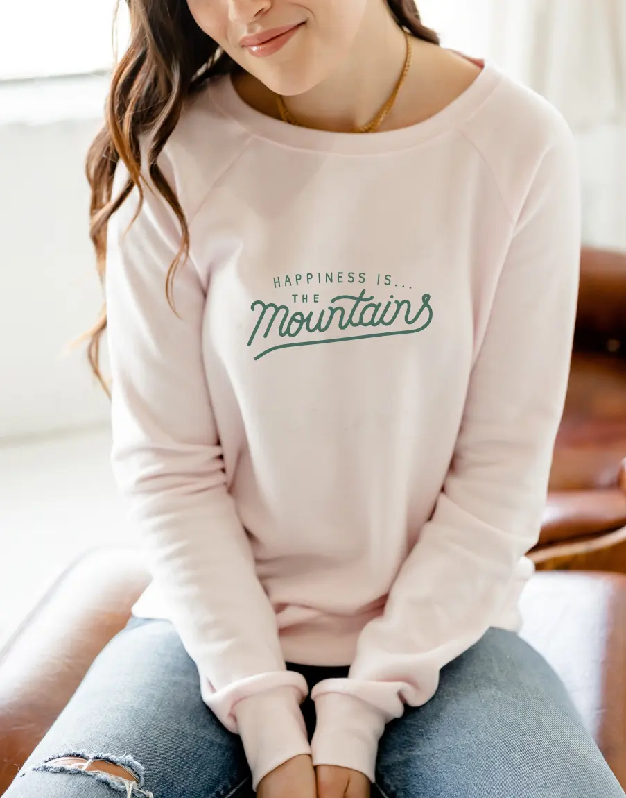 Women's Mountains Crew Sweatshirt, Ballet Pink by Mountain Collection