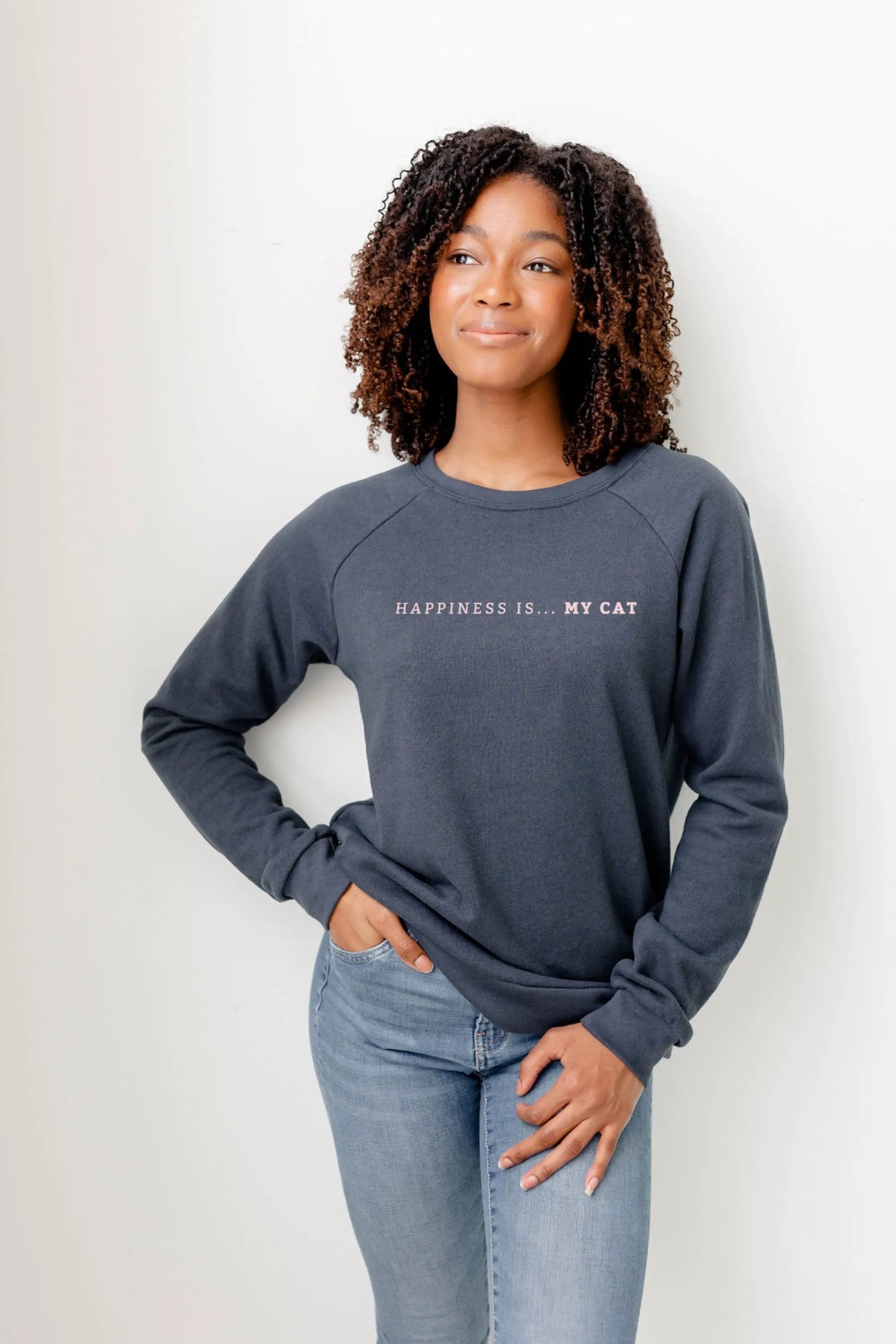 Women's My Cat Crew Sweatshirt, True Navy by Pets Collection